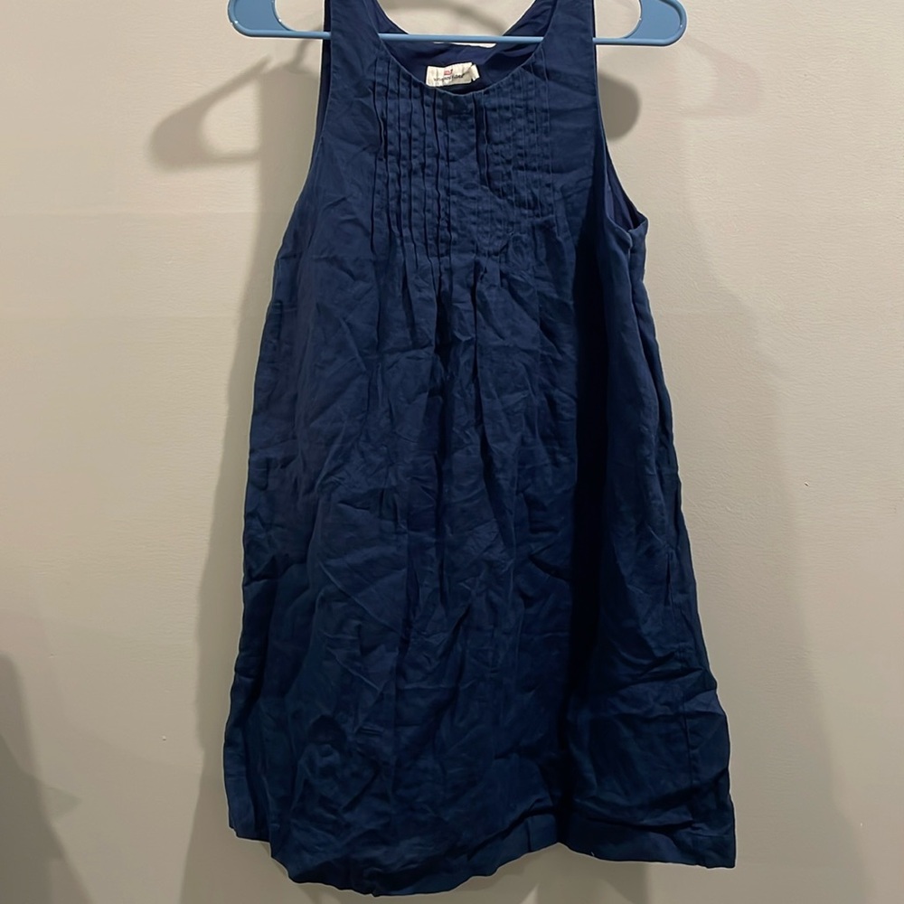 Vineyard Vines Linen Pintuck Swing Dress - Navy Blue